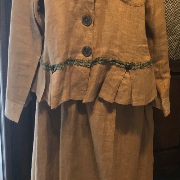 Taylor G Linen Skirt Long Elastic Waist & Jacket 2 Pc Set Boho 1X - Picture 2 of 16